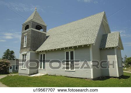 Stock Photo -  Monhegan Island, ME, Maine, church. Fotosearch