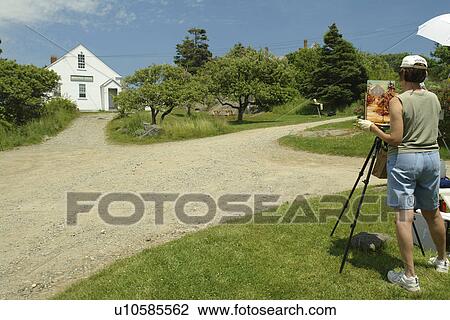 Monhegan Island, ME, Maine, woman painting, Monhegan School View Large Photo Image Stock Image - Monhegan Island, ME, Maine, woman painting, Monhegan School. Fotosearch