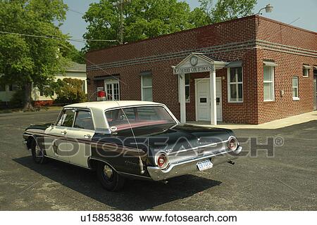 Mount Airy, NC, North Carolina, Andy Griffith Show Jail and Police Car View Large Photo Image Stock Photograph - Mount Airy, NC, North Carolina, Andy Griffith Show Jail and Police Car. Fotosearch