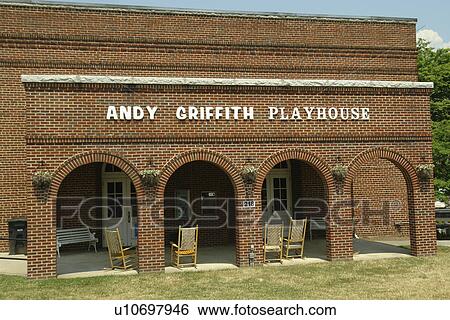 Stock Photograph -  Mount Airy, NC, North Carolina, Downtown, Andy Griffith Playhouse. Fotosearch