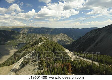 Stock Image -  MT, Montana, Beartooth Scenic Highway, Beartooth All American Road, Custer National Forest. Fotosearch