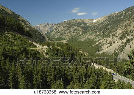 Stock Photo -  MT, Montana, Beartooth Scenic Highway, Beartooth All American Road, Custer National Forest. Fotosearch
