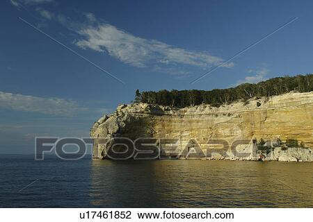 Munsing, MI, Michigan, Upper Peninsula, Lake Superior, Pictured Rocks Boat Cruise, Pictured Rocks National Lakeshore, Grand Portal Point, Indian Head View Large Photo Image Stock Image - Munsing, MI, Michigan, Upper Peninsula, Lake Superior, Pictured Rocks Boat Cruise, Pictured Rocks National Lakeshore, Grand Portal Point, Indian Head. Fotosearch