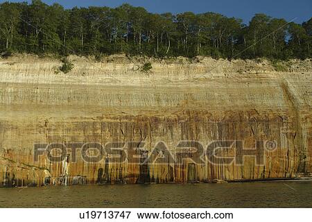 Stock Photo -  Munsing, MI, Michigan, Upper Peninsula, Lake Superior, Pictured Rocks Boat Cruise, Pictured Rocks National Lakeshore. Fotosearch