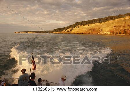 Munsing, MI, Michigan, Upper Peninsula, Lake Superior, Pictured Rocks Boat Cruise, Pictured Rocks National Lakeshore, sunset, passengers View Large Photo Image Stock Photography - Munsing, MI, Michigan, Upper Peninsula, Lake Superior, Pictured Rocks Boat Cruise, Pictured Rocks National Lakeshore, sunset, passengers. Fotosearch