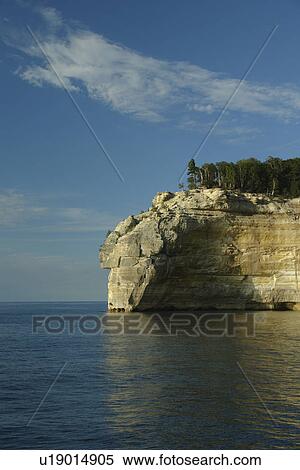 Stock Photography -  Munsing, MI, Michigan, Upper Peninsula, Lake Superior, Pictured Rocks Boat Cruise, Pictured Rocks National Lakeshore, Grand Portal Point, Indian Head. Fotosearch
