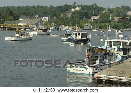 Stock Image -  New Harbor, ME, Maine, Pemaquid, fishing harbor. Fotosearch