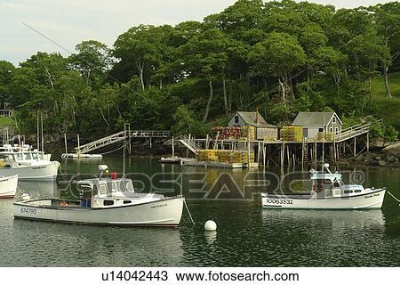 Stock Image -  New Harbor, ME, Maine, Pemaquid, fishing harbor. Fotosearch