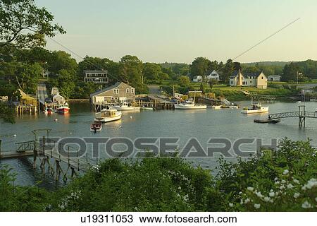 Stock Image -  New Harbor, ME, Maine, Pemaquid, fishing harbor. Fotosearch
