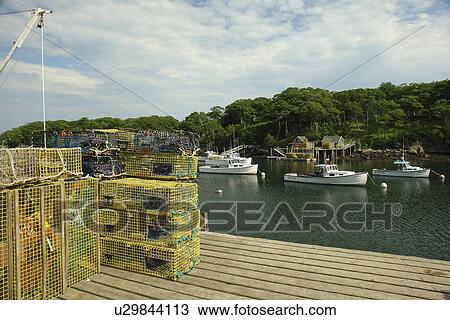 Stock Image -  New Harbor, ME, Maine, Pemaquid, fishing harbor. Fotosearch