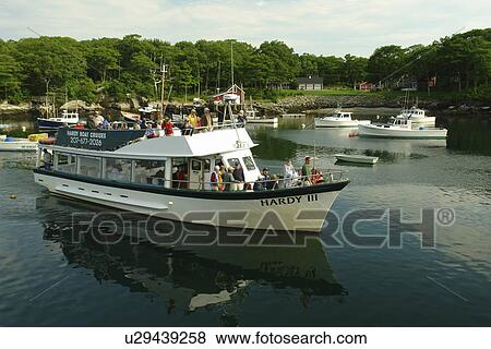 Stock Photo -  New Harbor, ME, Maine, Pemaquid, fishing harbor, Hardy Boat Cruises, Hardy III. Fotosearch