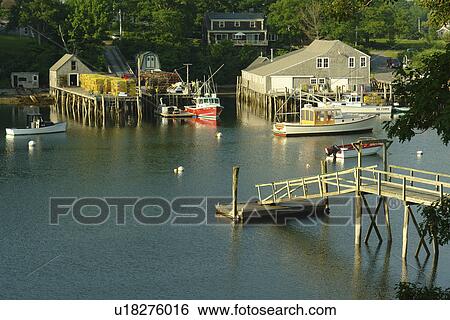 Stock Photograph -  New Harbor, ME, Maine, Pemaquid, fishing harbor. Fotosearch