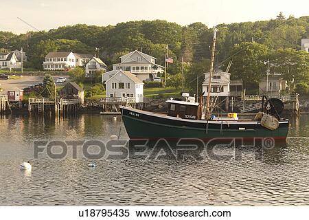 Stock Photography -  New Harbor, ME, Maine, Pemaquid, fishing harbor. Fotosearch
