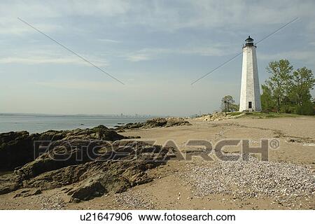 Stock Photograph -  New Haven, CT, Connecticut, East Haven Lighthouse Point Park. Fotosearch