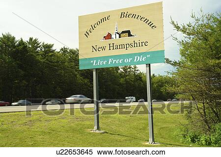 NH, New Hampshire, I-95 Welcome Sign, state line, border, Live Free or Die View Large Photo Image Stock Photography - NH, New Hampshire, I-95 Welcome Sign, state line, border, Live Free or Die. Fotosearch