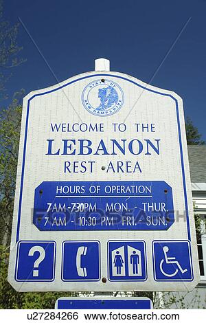 NH, New Hampshire, Welcome to the Lebanon Rest Area, Visitor Center, sign View Large Photo Image Stock Photograph - NH, New Hampshire, Welcome to the Lebanon Rest Area, Visitor Center, sign. Fotosearch