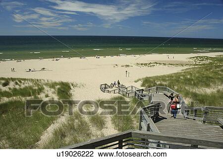 Stock Image -  North Muskegon, MI, Michigan, Muskegon State Park, Lake Michigan, lakeshore, beach. Fotosearch