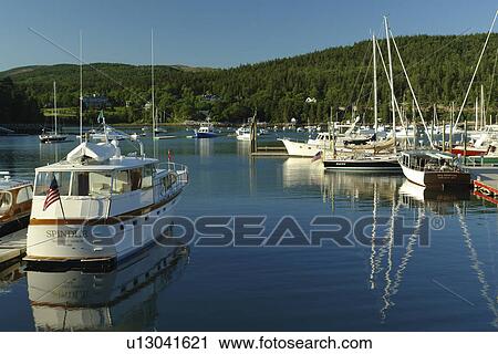 Stock Image -  Northwest Harbor, ME, Maine, Mt Desert Island, fishing harbor. Fotosearch
