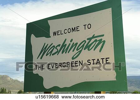 Oroville, WA, Washington, Welcome to Washington State The Evergreen State road sign View Large Photo Image Stock Photo - Oroville, WA, Washington, Welcome to Washington State The Evergreen State road sign. Fotosearch