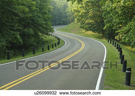 Stock Image -  Pipestem, WV, West Virginia, Pipestem Resort State Park, scenic road. Fotosearch