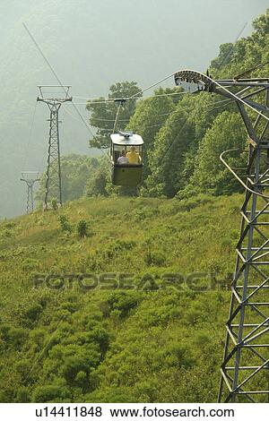 Stock Photo -  Pipestem, WV, West Virginia, Pipestem Resort State Park, aerial tram. Fotosearch