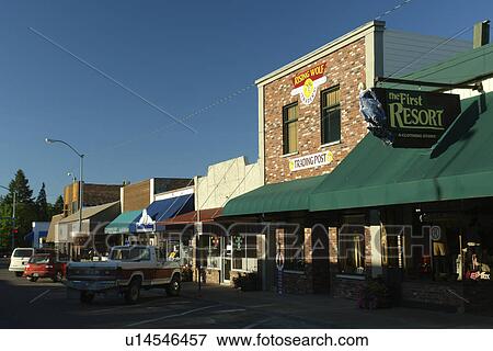 Stock Photo -  Polson, MT, Montana, Flathead Indian Reservation, Mission Valley, Historic Downtown. Fotosearch