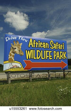 Stock Image -  Port Clinton, OH, Ohio, African Safari Wildlife Park, entrance sign. Fotosearch