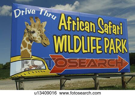 Stock Photograph -  Port Clinton, OH, Ohio, African Safari Wildlife Park, entrance sign. Fotosearch