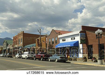 Stock Photography -  Red Lodge, MT, Montana, downtown, Main Street. Fotosearch