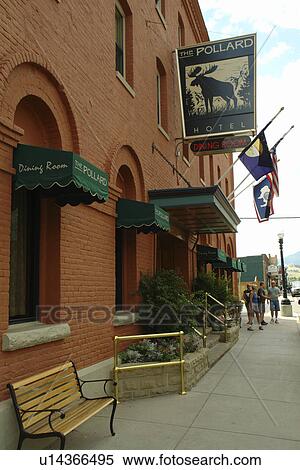 Stock Photography -  Red Lodge, MT, Montana, downtown, The Pollard Hotel. Fotosearch