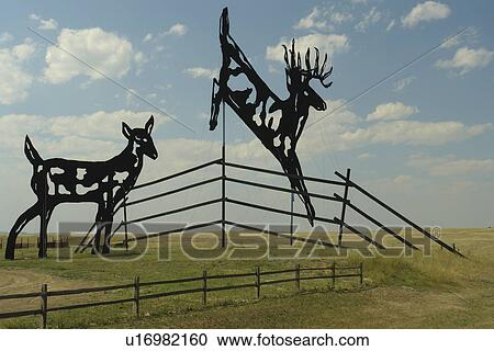 Regent, ND, North Dakota, The Enchanted Highway, World's Largest Scrap Metal Sculptures, The Deer Family View Large Photo Image Stock Image - Regent, ND, North Dakota, The Enchanted Highway, World's Largest Scrap Metal Sculptures, The Deer Family. Fotosearch