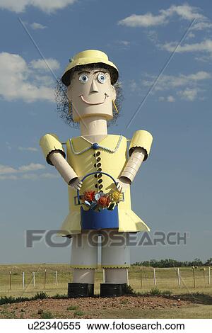 Stock Photography -  Regent, ND, North Dakota, The Enchanted Highway, World's Largest Scrap Metal Sculptures, Tin Family. Fotosearch