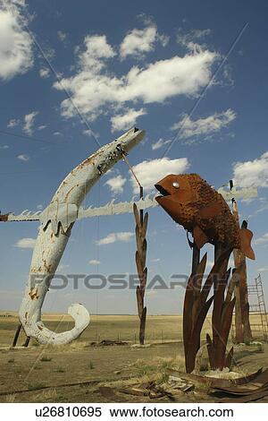 Regent, ND, North Dakota, The Enchanted Highway, World's Largest Scrap Metal Sculptures, Fisherman's Dream View Large Photo Image Stock Photography - Regent, ND, North Dakota, The Enchanted Highway, World's Largest Scrap Metal Sculptures, Fisherman's Dream. Fotosearch