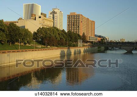 Rochester, NY, New York, Genesee River, downtown skyline View Large Photo Image Picture - Rochester, NY, New York, Genesee River, downtown skyline. Fotosearch