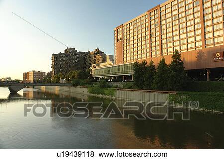 Stock Photo -  Rochester, NY, New York, Genesee River, downtown skyline. Fotosearch
