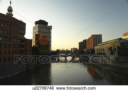 Rochester, NY, New York, Genesee River, downtown skyline View Large Photo Image Stock Photo - Rochester, NY, New York, Genesee River, downtown skyline. Fotosearch