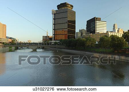 Rochester, NY, New York, Genesee River, downtown skyline View Large Photo Image Stock Photograph - Rochester, NY, New York, Genesee River, downtown skyline. Fotosearch