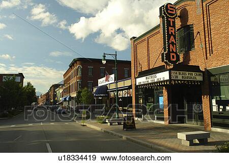 Stock Photo -  Rockland, ME, Maine, Penobscot Bay, Downtown, movie theater. Fotosearch