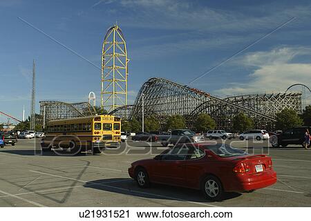 Stock Image -  Sandusky, OH, Ohio, Cedar Point, Amusement Park, roller coaster ride. Fotosearch