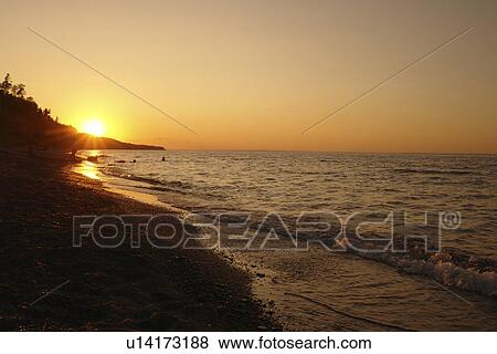 Saxon, WI, Wisconsin, Lake Superior, Saxon Harbor, sunset View Large Photo Image Stock Photo - Saxon, WI, Wisconsin, Lake Superior, Saxon Harbor, sunset. Fotosearch
