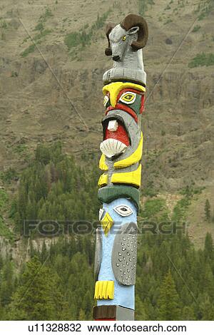 Stock Image -  Silver Gate, MT, Montana, totem pole. Fotosearch