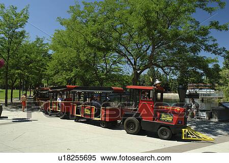 Stock Photography -  Spokane, WA, Washington, Spokane River, Clock Tower, Riverfront Park, train. Fotosearch