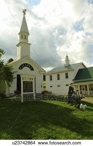 Picture -  St. Johnsbury, VT, Vermont, Stephen Huneck's Dog Chapel, museum. Fotosearch