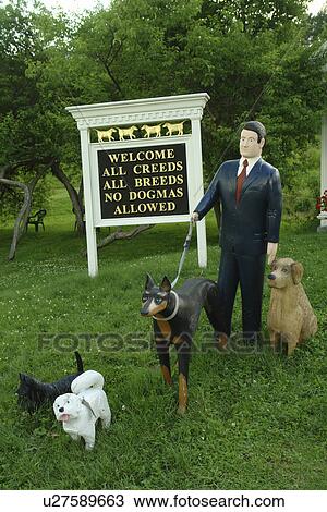 St. Johnsbury, VT, Vermont, Stephen Huneck's Dog Chapel, museum, Welcome Sign, All Creeds All Breeds View Large Photo Image Stock Image - St. Johnsbury, VT, Vermont, Stephen Huneck's Dog Chapel, museum, Welcome Sign, All Creeds All Breeds. Fotosearch