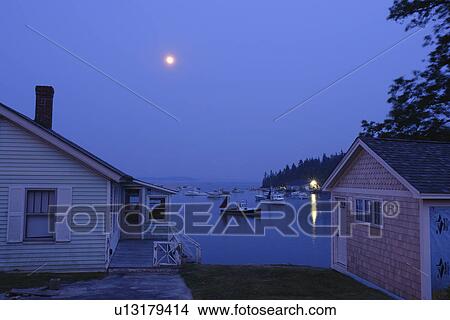 Stonington, ME, Maine, Deer Isle, fishing harbor, evening, full moon View Large Photo Image Picture - Stonington, ME, Maine, Deer Isle, fishing harbor, evening, full moon. Fotosearch