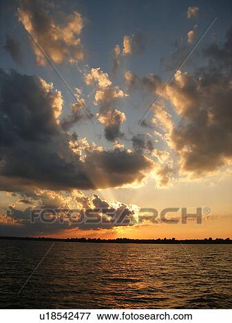 Stock Photo -  sunset, Lake Champlain, St Albans, VT, Vermont. Fotosearch