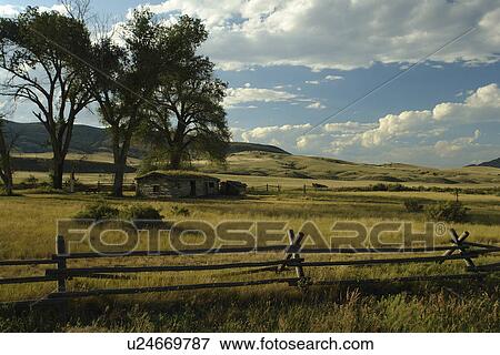 Three Forks, MT, Montana, Historic Parker Homestead Pioneer Log Cabin View Large Photo Image Stock Photo - Three Forks, MT, Montana, Historic Parker Homestead Pioneer Log Cabin. Fotosearch
