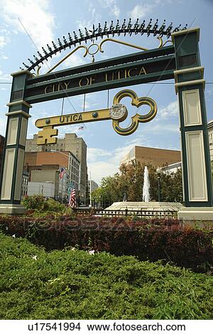 Utica, NY, New York, Downtown, City of Utica, entrance sign, key View Large Photo Image Picture - Utica, NY, New York, Downtown, City of Utica, entrance sign, key . Fotosearch