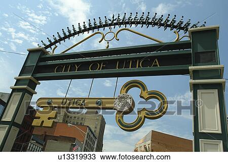Utica, NY, New York, Downtown, City of Utica, entrance sign, key View Large Photo Image Stock Image - Utica, NY, New York, Downtown, City of Utica, entrance sign, key . Fotosearch