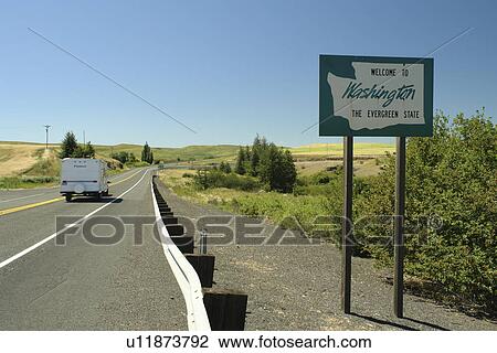 WA, Washington, ID, Idaho, Welcome to Washington, road sign, border View Large Photo Image Stock Image - WA, Washington, ID, Idaho, Welcome to Washington, road sign, border. Fotosearch